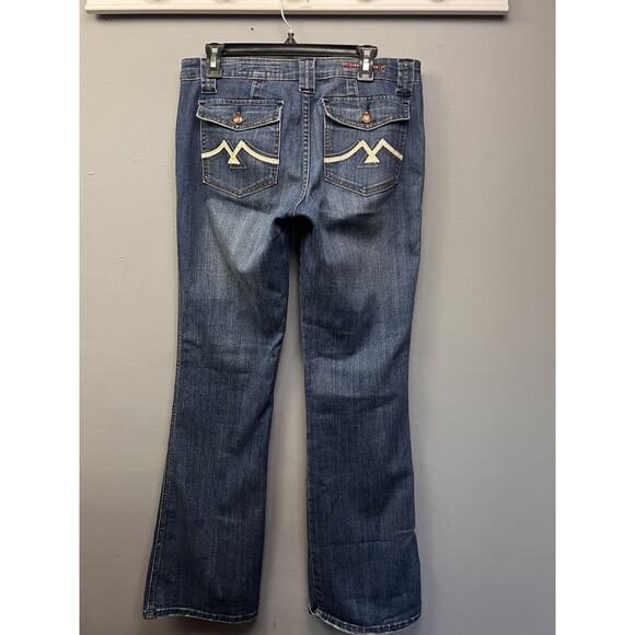 Vigoss Boot Cut Jeans Womens 9/10 Blue Mid Rise Flap Pocket 33x33 Denim - Picture 1 of 7